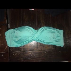 Blue strapless bikini top